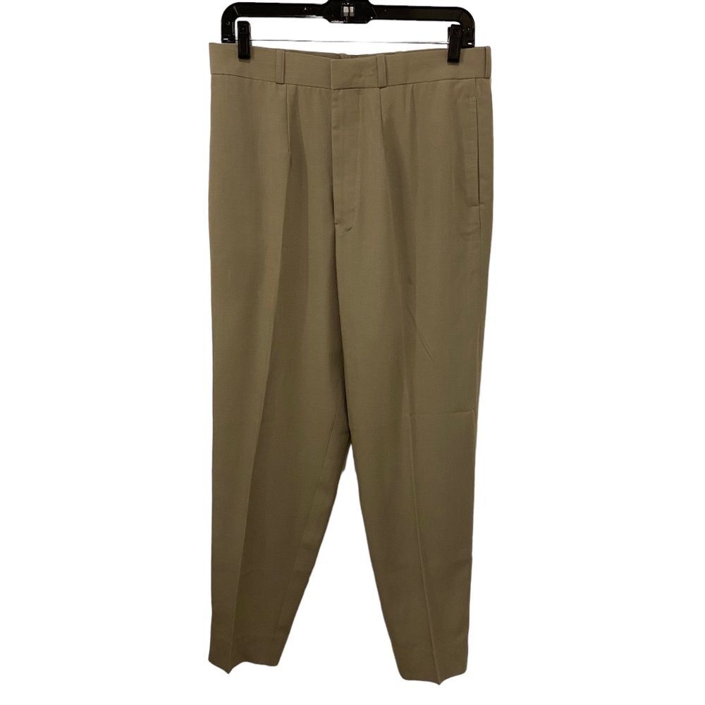 Bespoke Olive Green Pleated Trousers High Waisted Dress Pants Suit Separate M